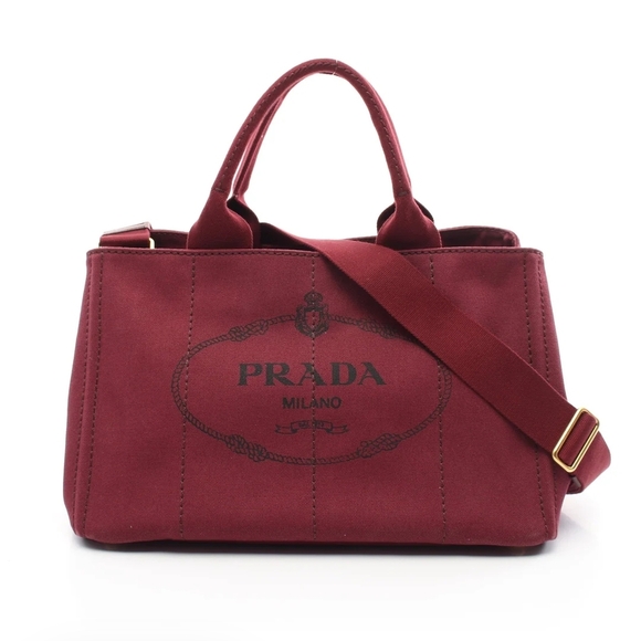 Prada Canapa 2way Tote Crossbody - Large, Bordeaux with Authenticity Card - Picture 1 of 11